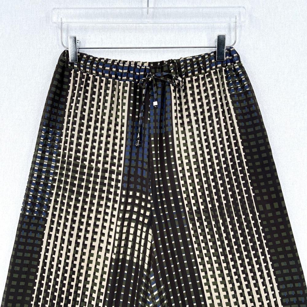 COSETTE Wide Leg Pants Womens Brown Cream Geometric Print Lightweight - Picture 3 of 14